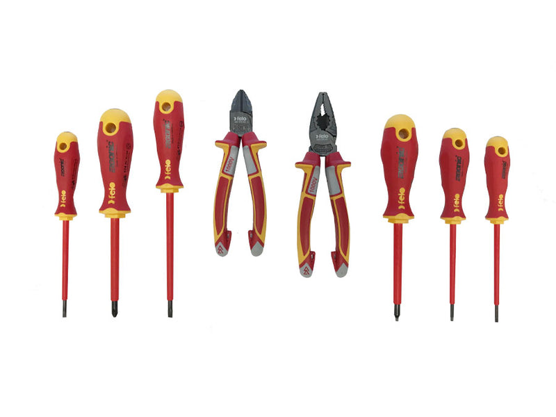 Felo 413 Ergonic Screwdriver and Plier Set 1000V 8 Pack SCR-SP413S8