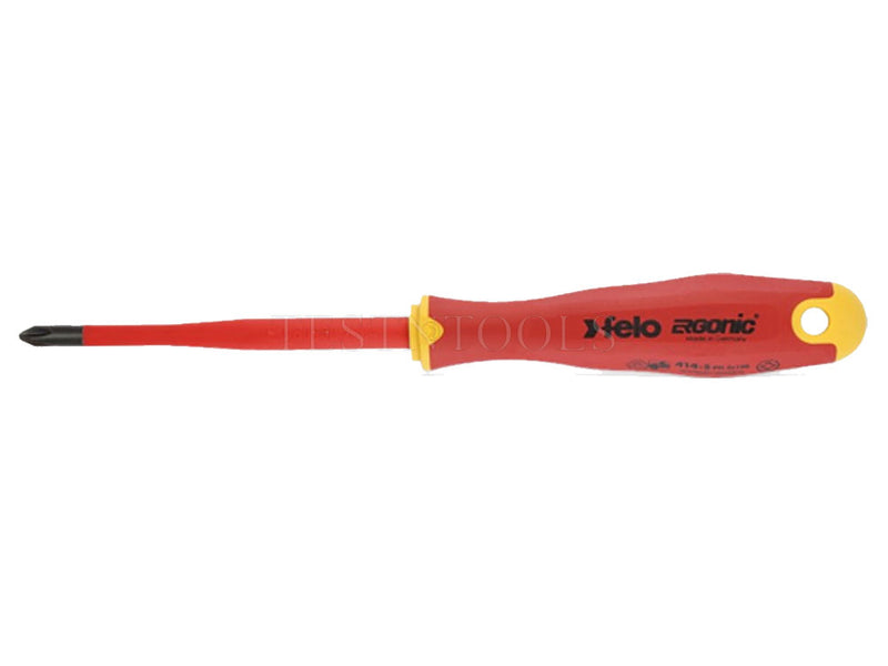 Felo 414 Ergonic E-slim Screwdriver Insulated Hardened Tip Phillips #2 x 100mm SCR-ES414-2