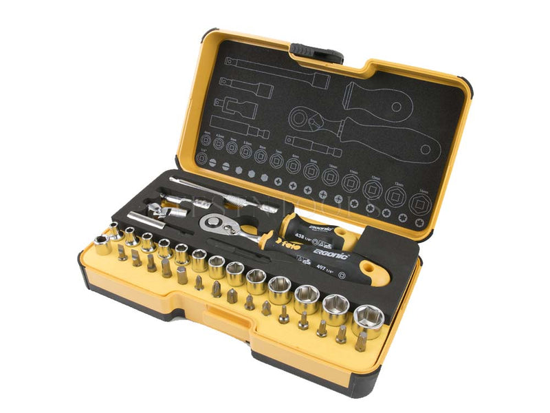 Felo Ergonic Socket And Bit Set 4-14mm 6.4mm Dr 36 Pack SCR-RGOXL