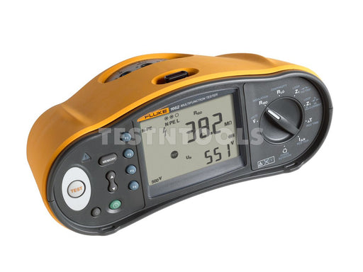 Fluke 1662 multimeter tester in orange and black with a digital LCD screen and rotary dial, shown on a white background.