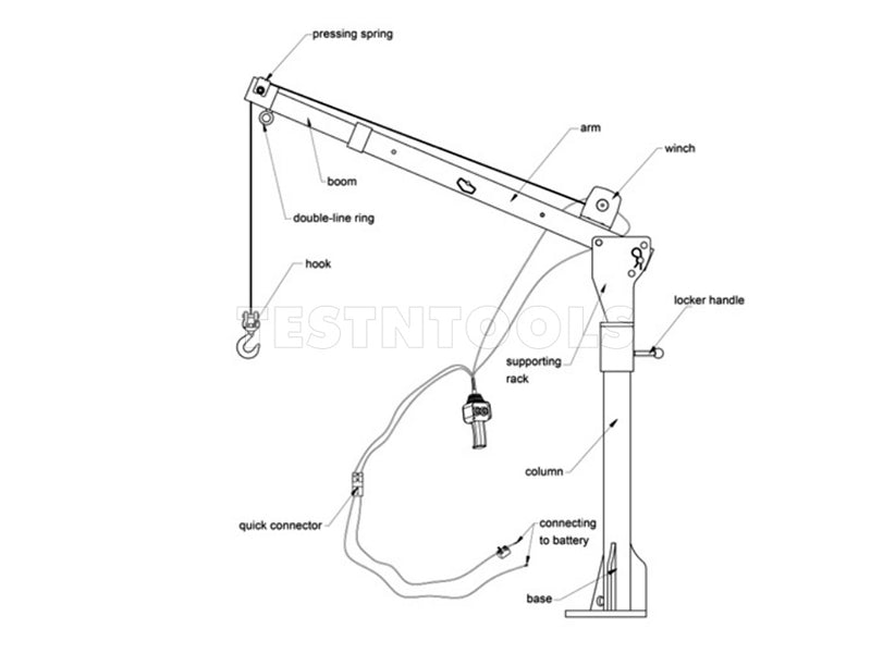 Garrick Ute Mount Swivel Crane Hoist 12VDC 800kg UTECRANE500