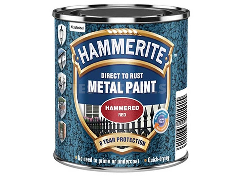 Hammerite Direct To Rust Metal Paint Hammered Finish Red 250ml PAIH-025R
