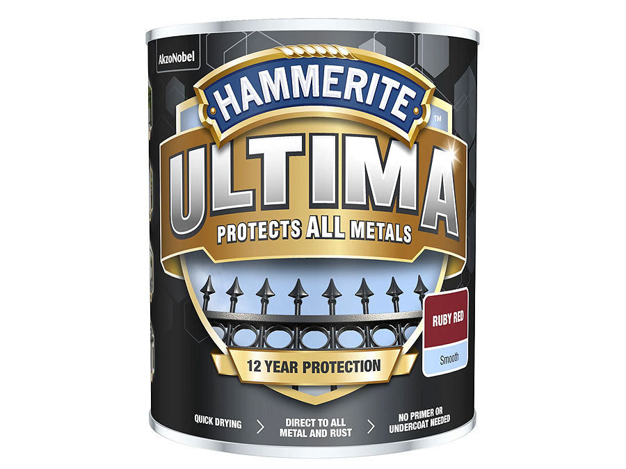 Hammerite Ultima Metal Smooth Ruby Red 750ml PAIUS-075R — Testntools