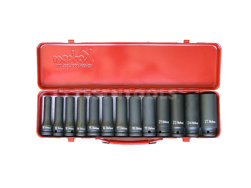 Koken Deep Impact Socket Set 1/2" Drive 10mm - 27mm 6PT 13 Piece 14208M