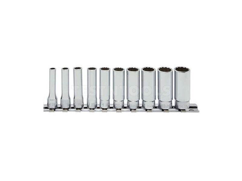 Koken Deep Socket Set On Rail 1/2" Drive 10mm - 22mm 12PT 10 Piece RS4305M/10