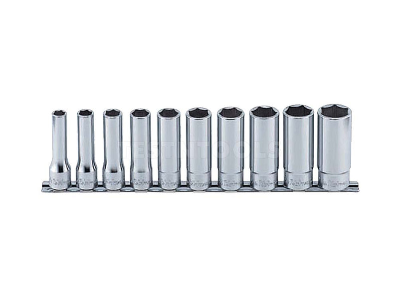 Koken Deep Socket Set On Rail 1/2" Drive 10mm - 22mm 6PT 10 Piece RS4300M/10