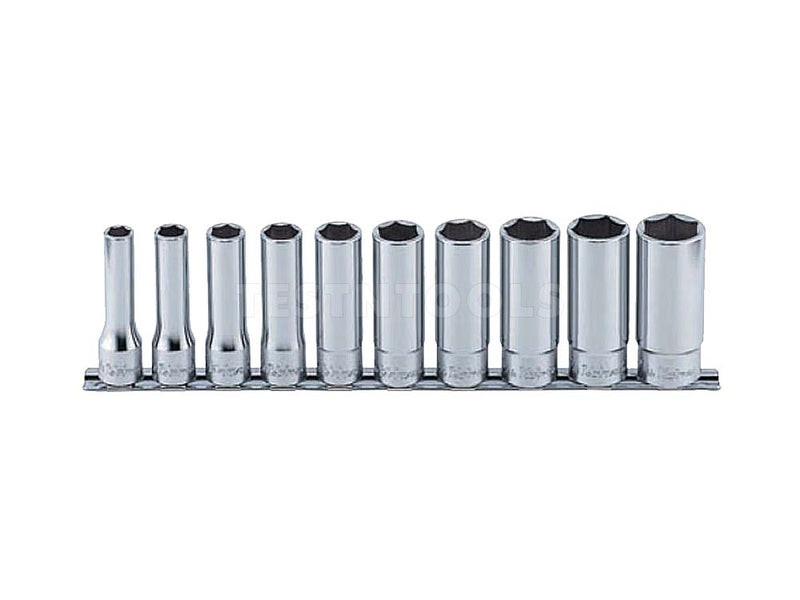 Koken Deep Socket Set On Rail 1/2" Drive 3/8" - 15/16" 6PT 10 Piece RS4300A/10