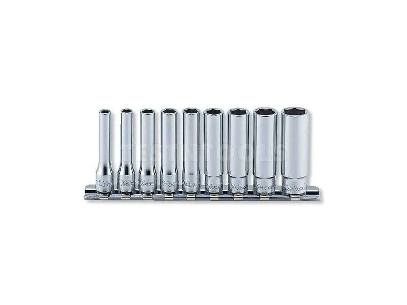 Koken Deep Socket Set On Rail 1/4" Drive 3/16" - 1/2" 6PT 9 Piece RS2300A/9