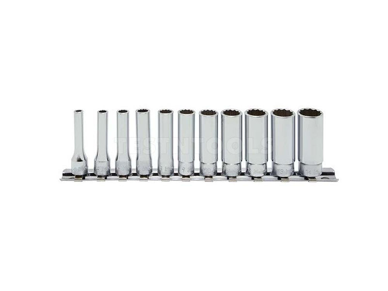 Koken Deep Socket Set On Rail 1/4" Drive 4mm - 14mm 12PT 11 Piece RS2305M/11