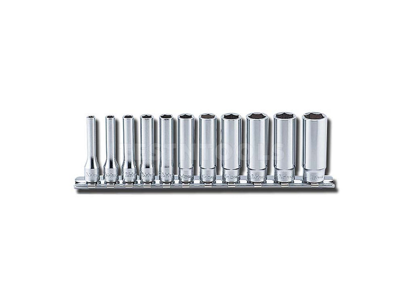 Koken Deep Socket Set On Rail 1/4" Drive 4mm - 14mm 6PT 11 Piece RS2300M/11