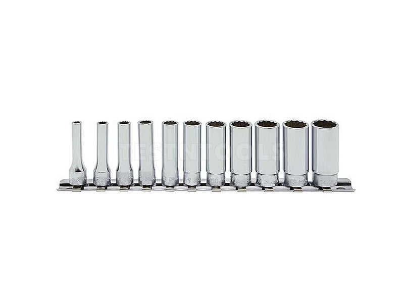 Koken Deep Socket Set On Rail 3/8" Drive 1/4" - 3/4" 12PT 9 Piece RS3305A/9