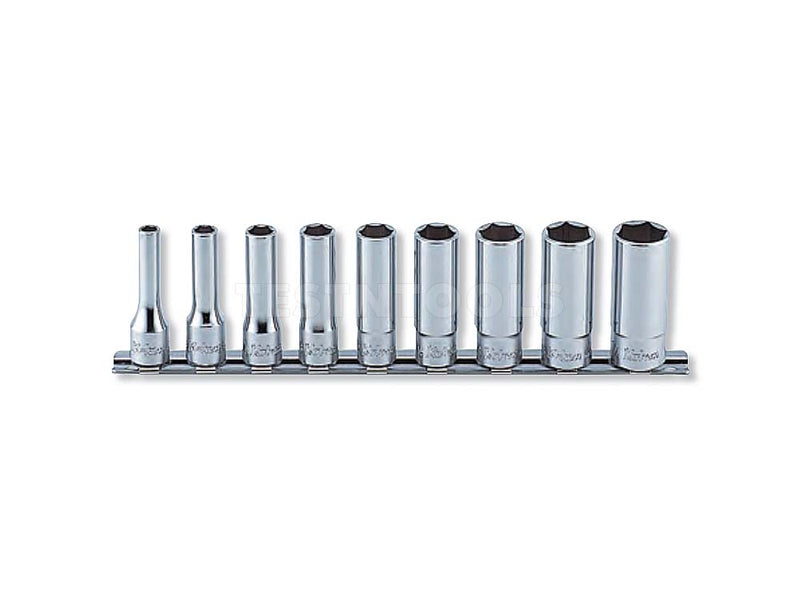 Koken Deep Socket Set On Rail 3/8" Drive 1/4" - 3/4" 6PT 9 Piece RS3300A/9