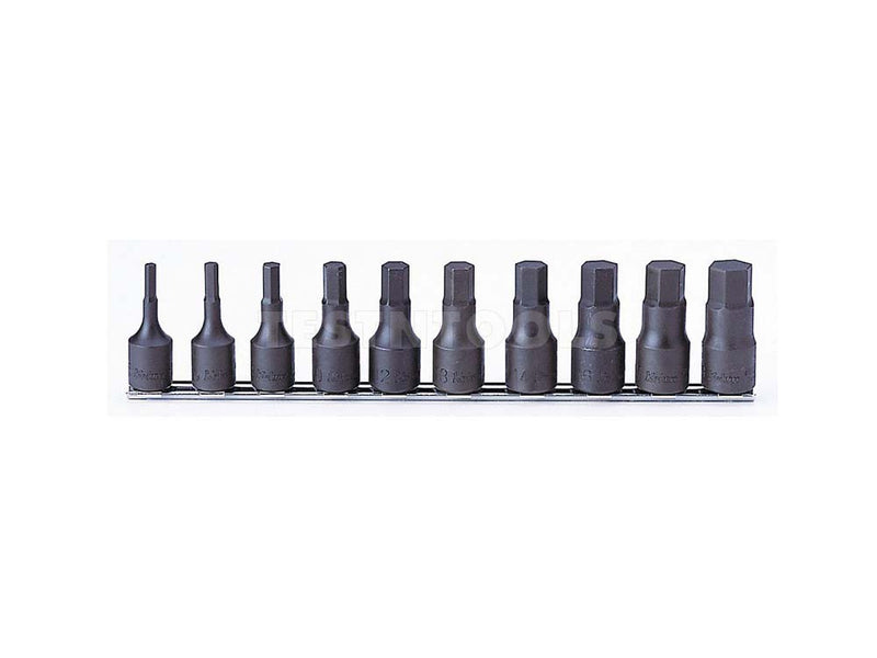 Koken Hex Bit Socket Set On Rail 1/2" Drive 4mm - 19mm 10 Piece RS4012M/10