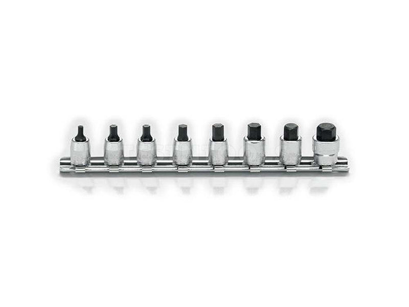Koken Hex Bit Socket Set On Rail 1/4" Drive 1/8" - 3/8" 8 Piece RS2010A/8