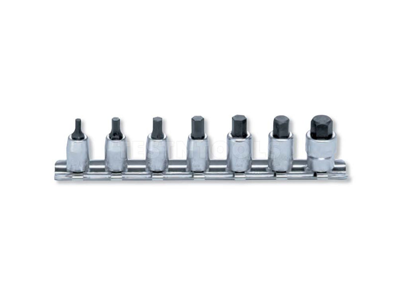 Koken Hex Bit Socket Set On Rail 1/4" Drive 3mm - 10mm 7 Piece RS2010M/7