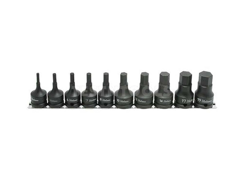 Koken Impact Hex Bit Socket Set On Rail 1/2" Drive 4mm - 19mm 10 Piece RS14012M/10