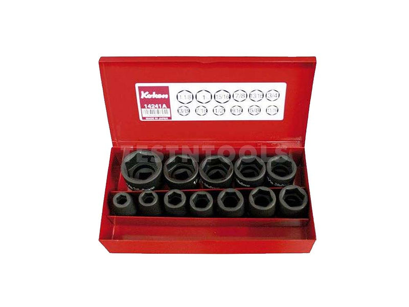Koken Impact Socket Set 1/2" Drive 3/8" - 1.1/8" 6PT 12 Piece 14241A
