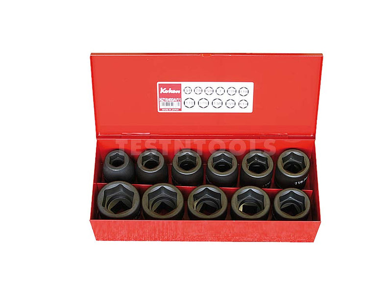 Koken Impact Socket Set 3/4" Drive 3/4" - 1.1/2" 6PT 11 Piece 16201A