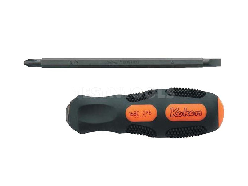 Koken Interchangeable Screwdriver Phillips #2 x 6mm x 150mm Long 168C-2X6-150