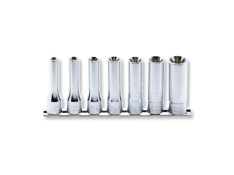 Koken Internal Torx Deep Socket Set On Rail 1/2" Drive E10 - E24 7 Pieces RS4325/7