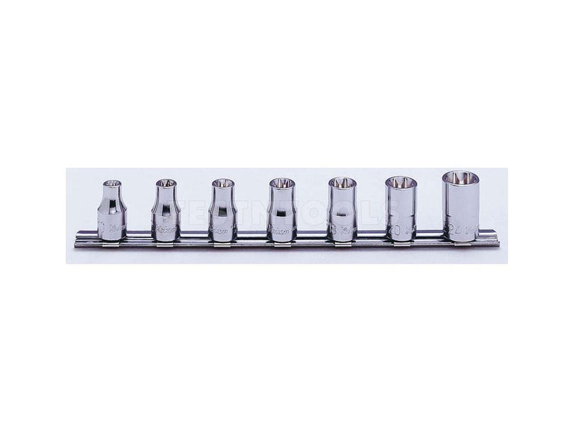 Koken Internal Torx Socket Set On Rail 1/2" Drive E10 - E24 7 Piece RS4425/7