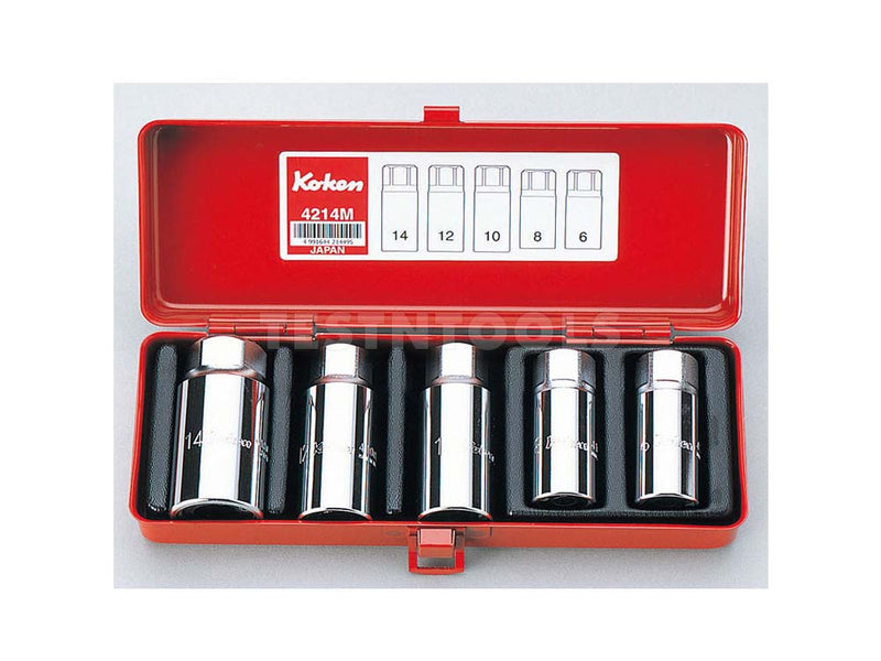 Koken Screw And Stud Puller Set 1/2" Drive 6mm - 14mm 5 Piece 4214M