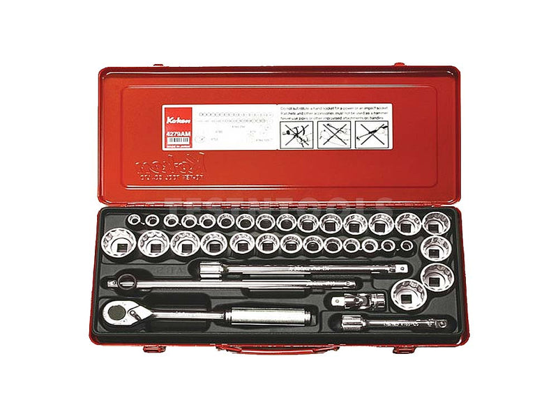 Koken Socket Set 1/2" Drive 3/8 - 1.1/4" & 10 - 32mm 12PT 36 Piece 4279AM