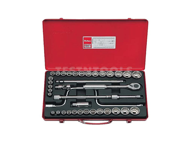 Koken Socket Set 1/2" Drive 3/8 - 1.1/4" & 10 - 32mm 12PT 38 Piece 4238AM