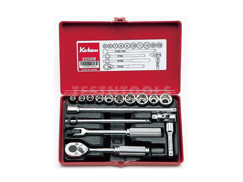 Koken Socket Set 1/4" Drive 5mm - 12mm 6PT 8PT 16 Piece 2250M
