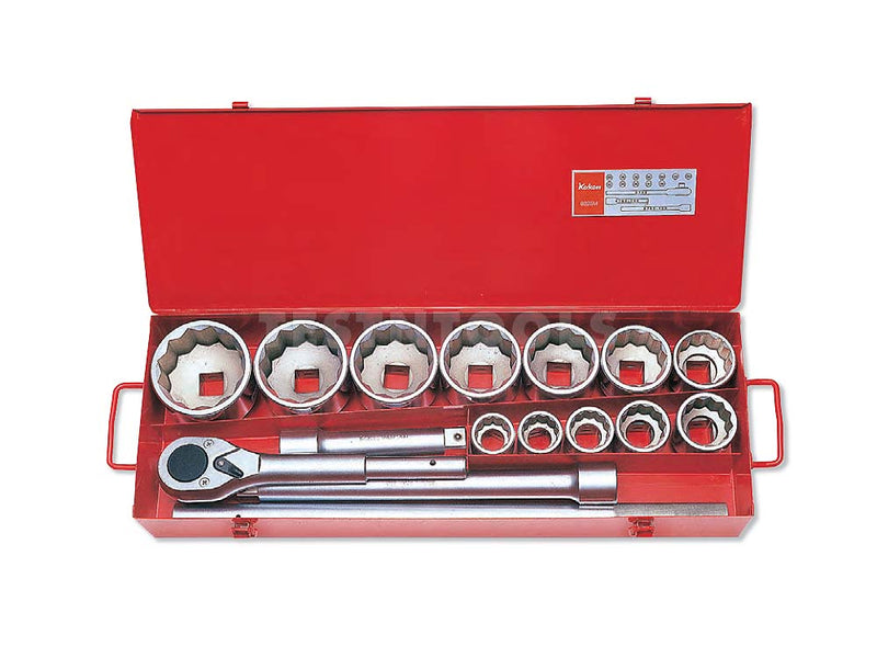 Koken Socket Set 1" Drive 32mm - 80mm 12PT 15 Piece 8225M