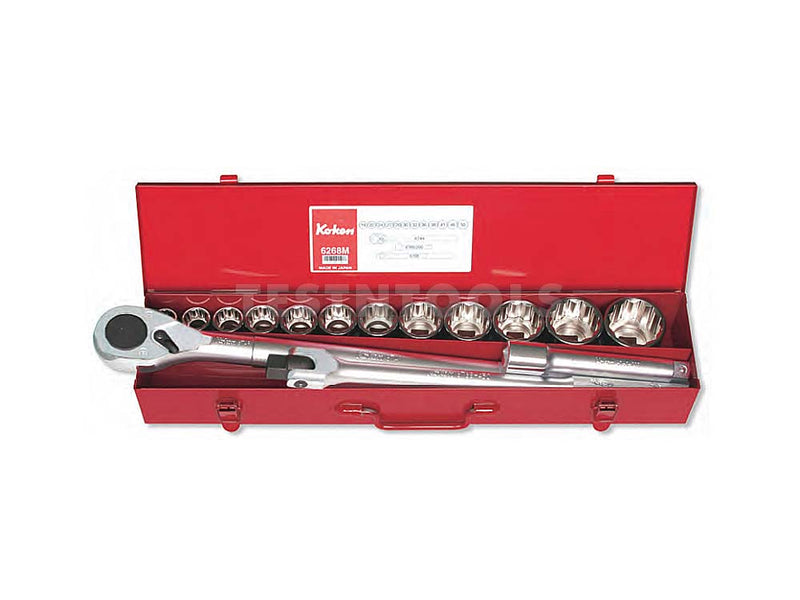 Koken Socket Set 3/4" Drive 19mm - 50mm 12PT 15 Piece 6268M