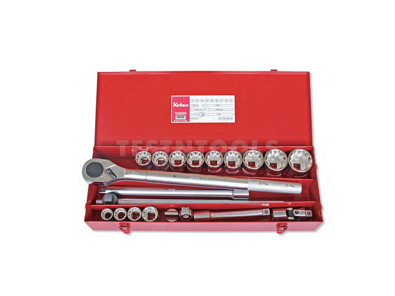 Koken Socket Set 3/4" Drive 21mm - 50mm 12PT 20 Piece 6260M