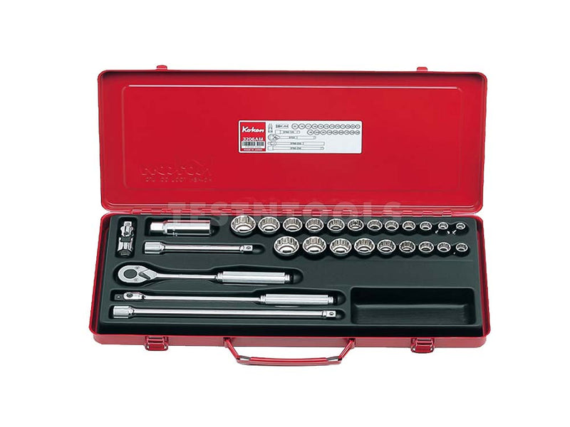 Koken Socket Set 3/8" Drive 3/8" - 7/8" & 7mm - 22mm 12PT 27 Piece 3206AM