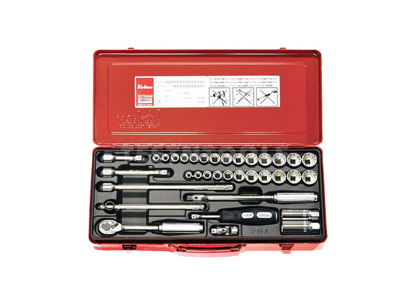 Koken Socket Set 3/8" Drive 5/16" - 7/8" & 9mm - 22mm 12PT 35 Piece 3279AM