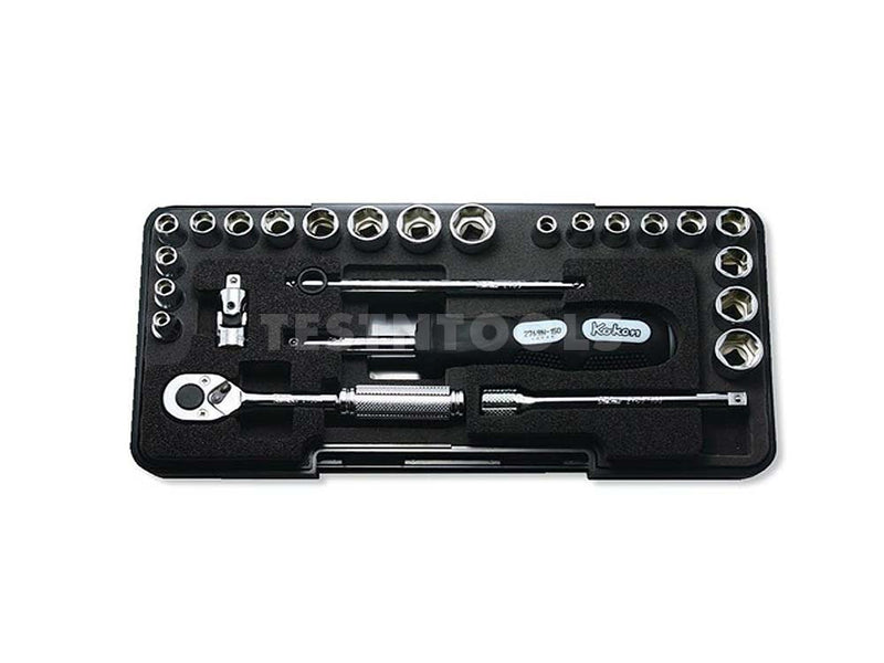 Koken Socket Set ABS Case 1/4" Drive 3/16" - 1/2" & 4" - 13mm 6PT 25 Piece P2201AM