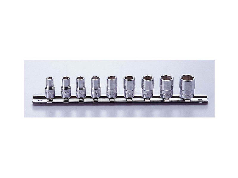 Koken Socket Set On Rail 1/4" Drive 3/16" - 1/2" 6PT 9 Piece RS2400A/9