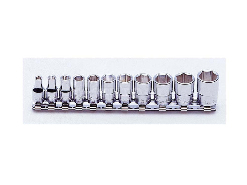Koken Socket Set On Rail 1/4" Drive 4mm - 14mm 6PT 11 Piece RS2400M/11