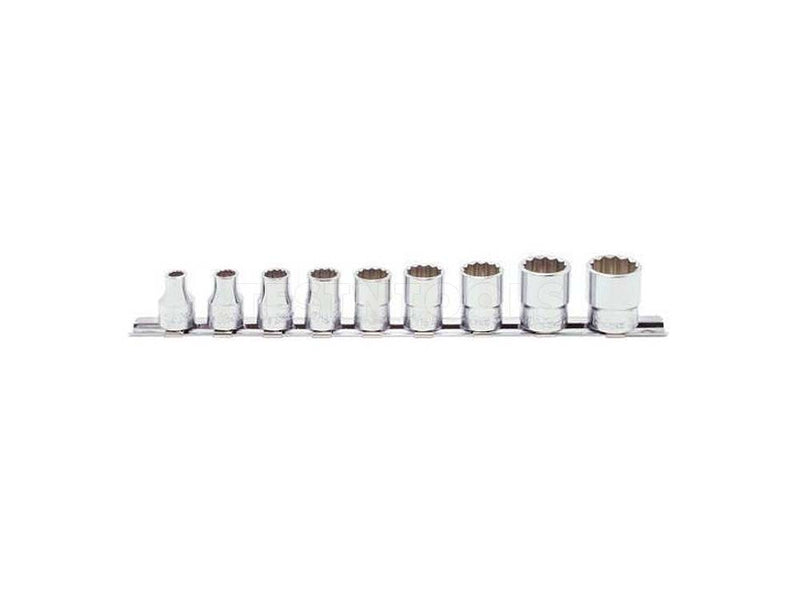 Koken Socket Set On Rail 3/8" Drive 1/4" - 3/4" 12PT 9 Piece RS3405A/9