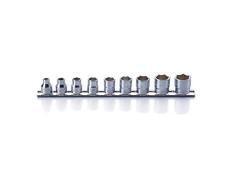 Koken Socket Set On Rail 3/8" Drive 1/4" - 3/4" 6PT 9 Piece RS3400A/9