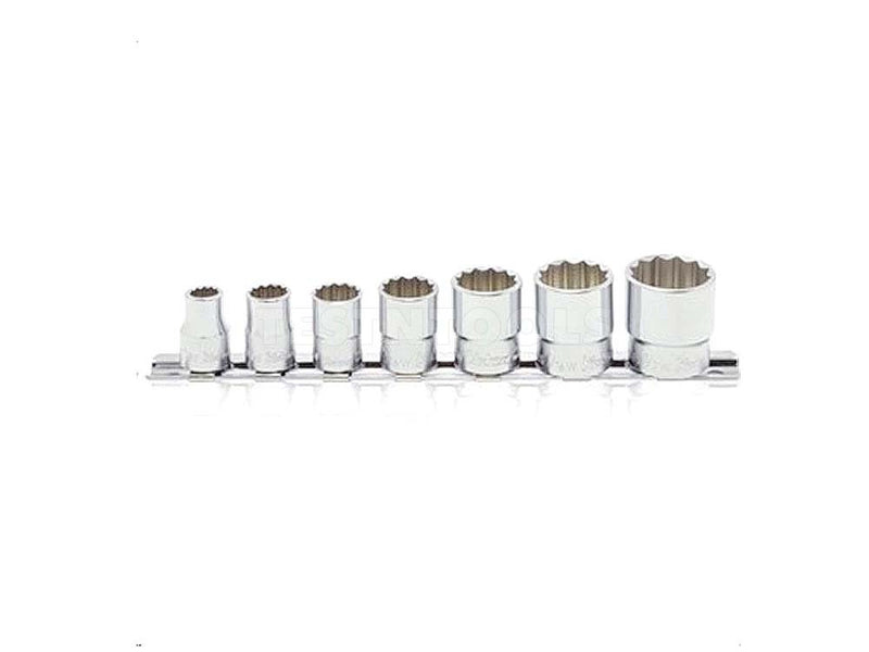 Koken Socket Set On Rail 3/8" Drive 1/8 - 1/2WW 12PT 7 Piece RS3405W/7