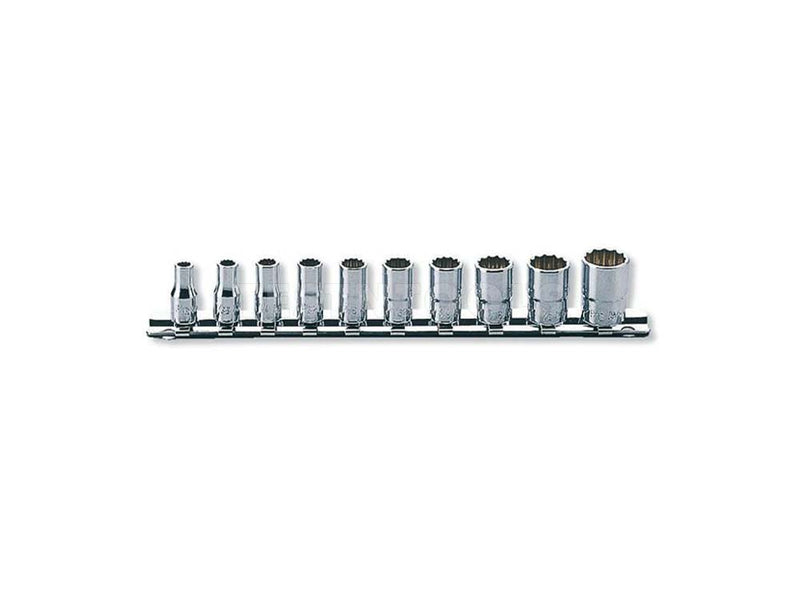 Koken Socket Set On Rail Aerospace 1/4" Drive 3/16" - 9/16" 12PT 10 Pieces RSAS2405A/10