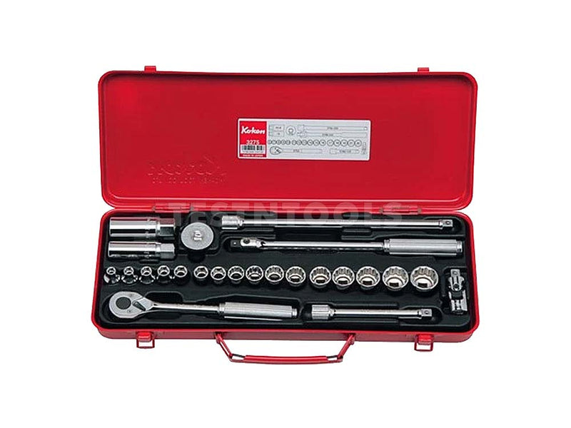 Koken Socket Set With Spark Plug Sockets 3/8" Drive 6mm - 22mm 6PT/12PT 24 Piece 3275
