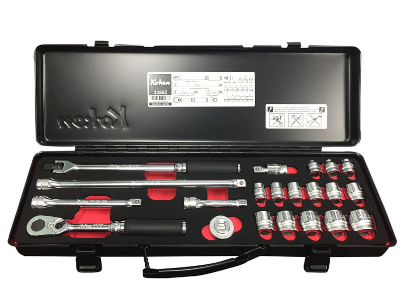 Koken Socket Set Z Series 3/8" 7mm - 22mm 6PT 21 Piece 3286Z