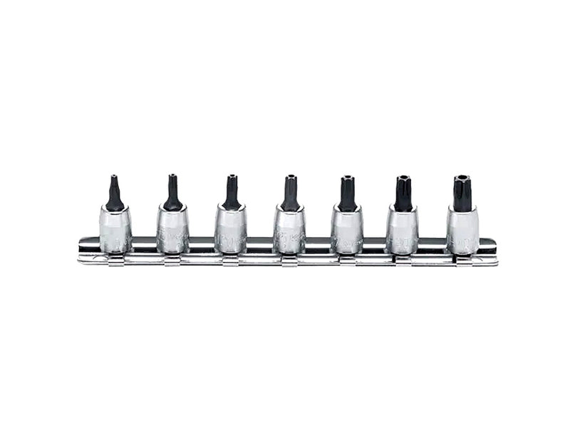 Koken Tamper Plus Socket Set With Hole On Rail  1/4" Drive 101PR - 401PR 7 Piece RS2025/7-IPR
