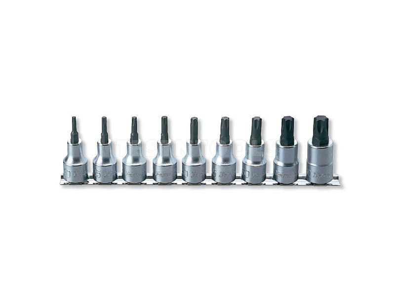 Koken Torx Bit Socket Set On Rail 1/2" Drive T20 - T60 9 Piece RS4025/9