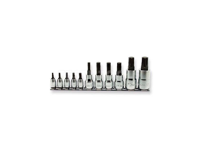 Koken Torx Plus Bit Socket Set On Rail 1/4" 3/8" 1/2" Drive 10IP - 60IP 11 Piece RSX025/11IP