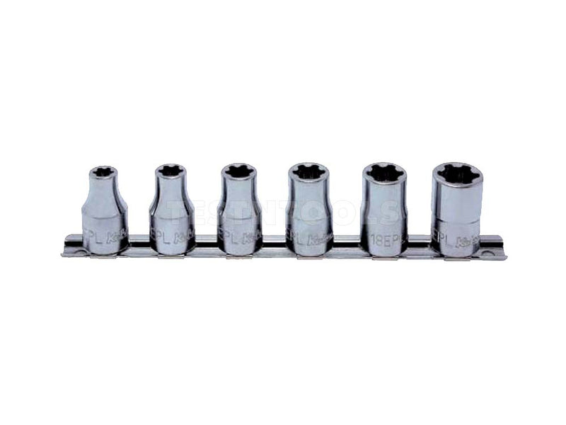 Koken Torx Plus EPL Socket Set On Rail 1/2" Drive 10EPL - 20EPL 6 Pieces RS4425/6-EPL