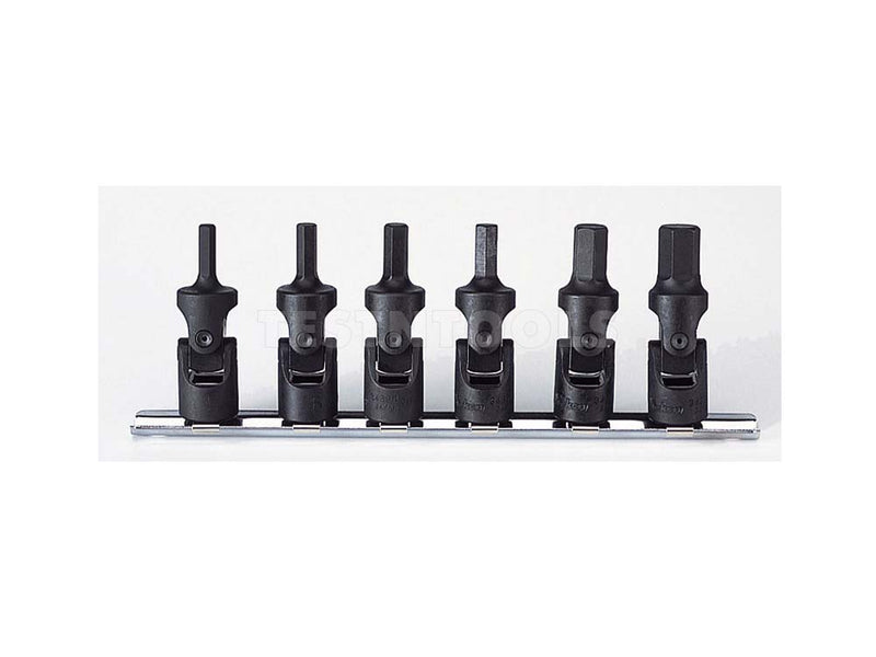 Koken Universal Hex Bit Socket Set On Rail 3/8" Drive 5mm - 12mm 6 Pieces RS3430M/6