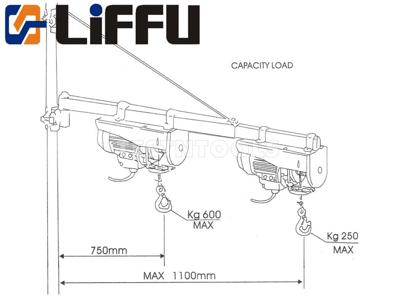 Liffu Electric Hoist Scaffold Swing Arm 1100mm HST250