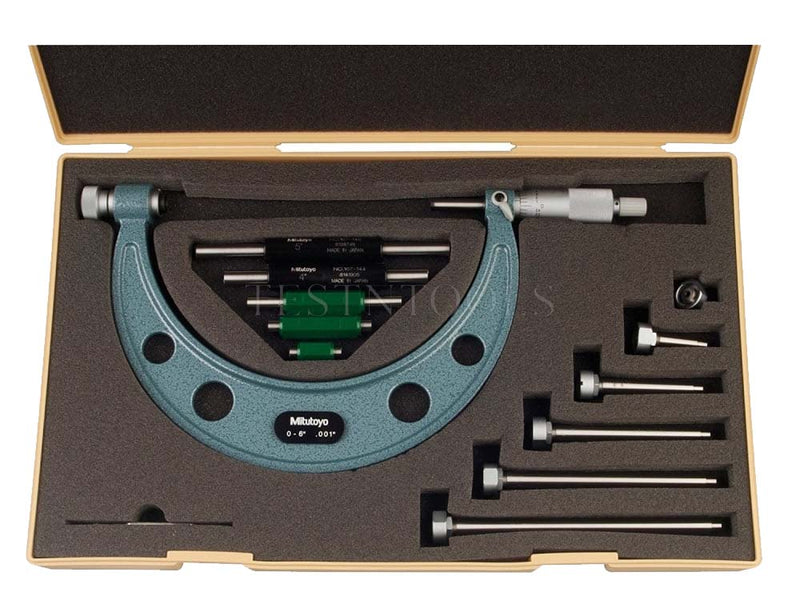 Mitutoyo Outside Micrometer 0-6" 0.001" With 6 Interchangeable Anvils 104-137